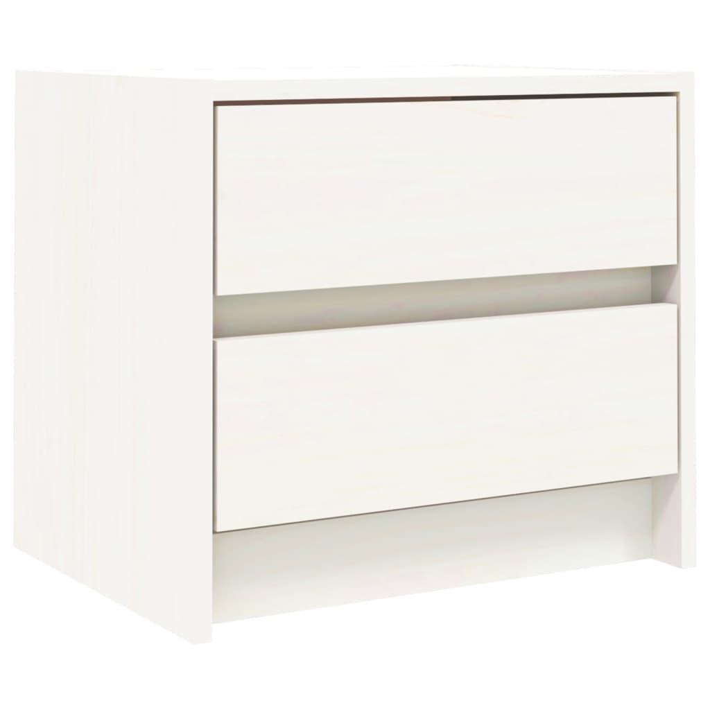 White Solid Pine Bedside Cabinets - Set of 2, 40x31x35.5 cm