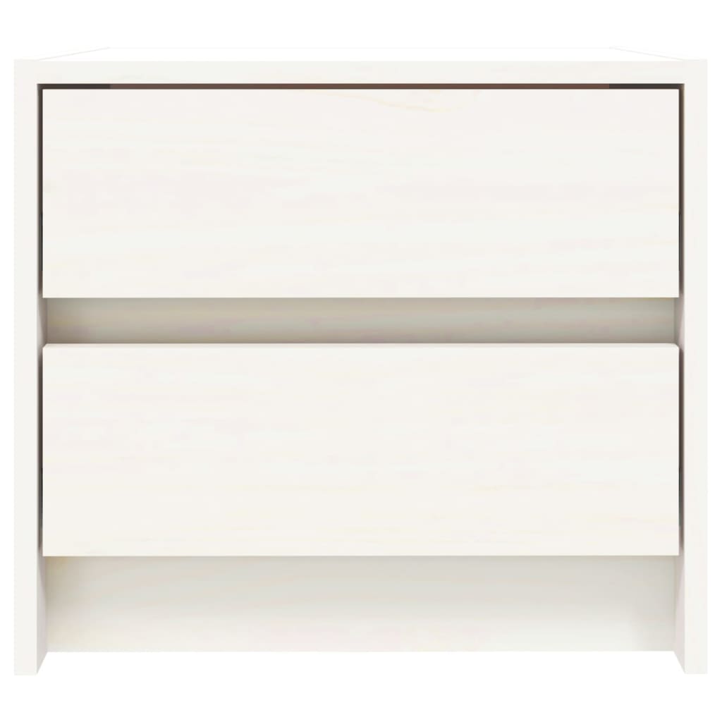 White Solid Pine Bedside Cabinets - Set of 2, 40x31x35.5 cm