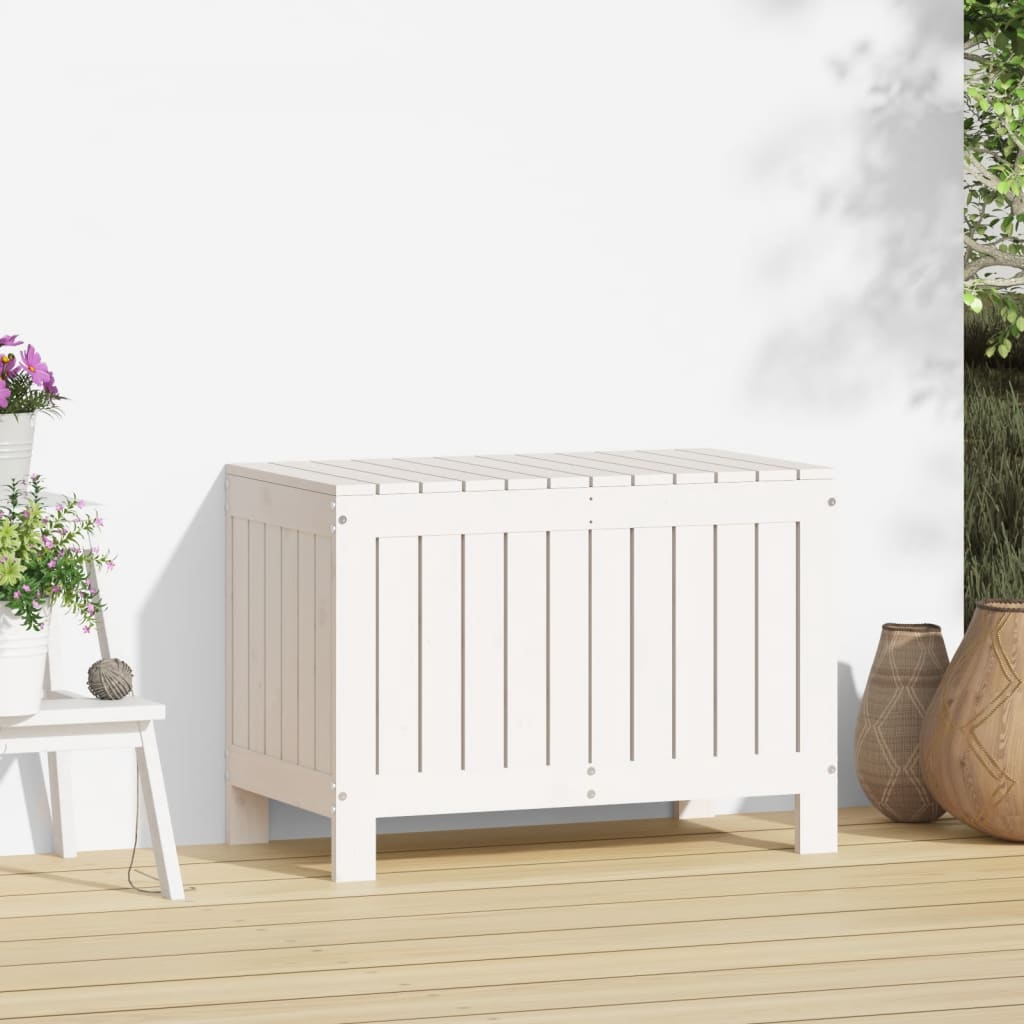 Solid Pine Garden Storage Box, White 76x42.5x54 cm