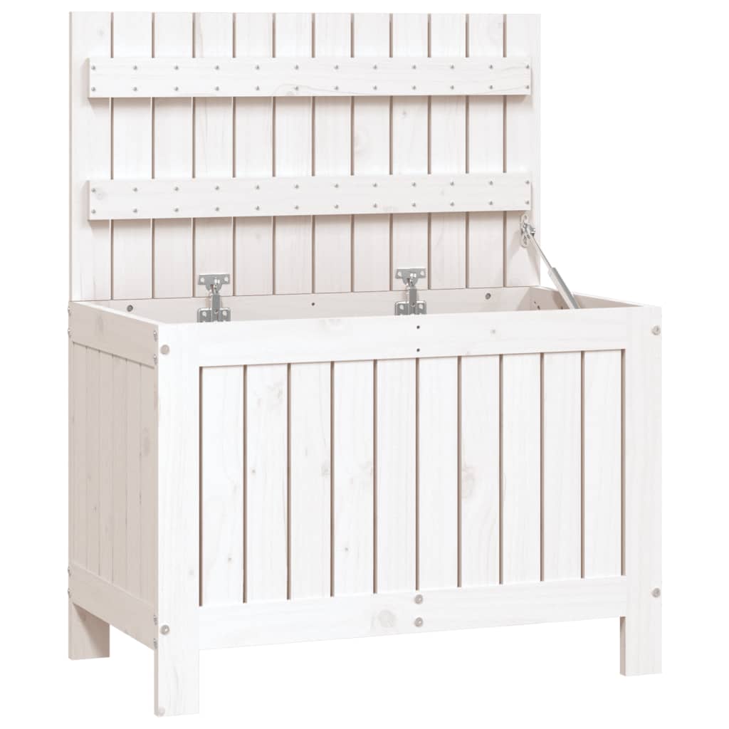 Solid Pine Garden Storage Box, White 76x42.5x54 cm