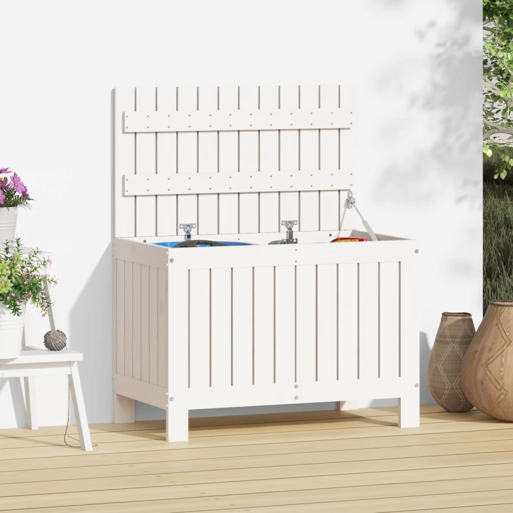 Solid Pine Garden Storage Box, White 76x42.5x54 cm