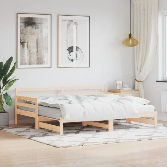 Solid Wood Daybed with Trundle 90x200 cm - Mattress Not Included