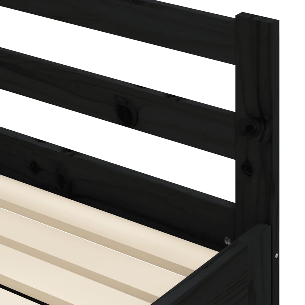 Solid Wood Black Daybed with Trundle 90x200 cm - No Mattress Included