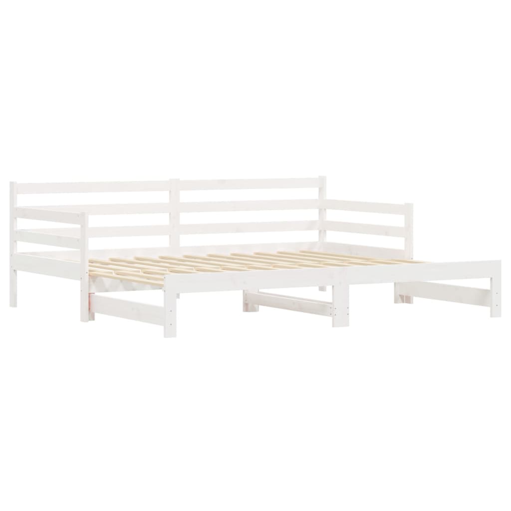 White Solid Wood Daybed with Trundle 90x190 cm - No Mattress