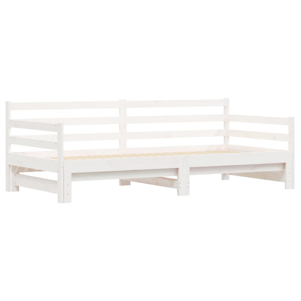 White Solid Wood Daybed with Trundle 90x190 cm - No Mattress