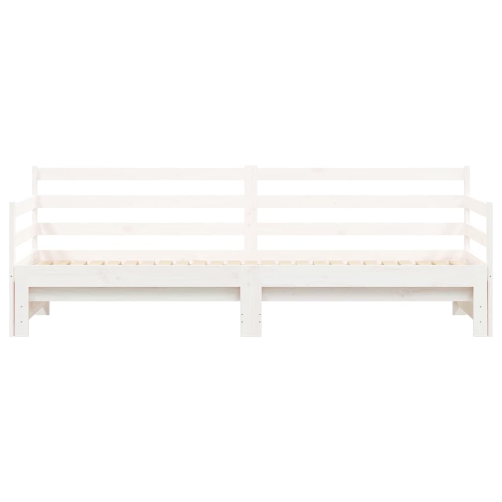 White Solid Wood Daybed with Trundle 90x190 cm - No Mattress