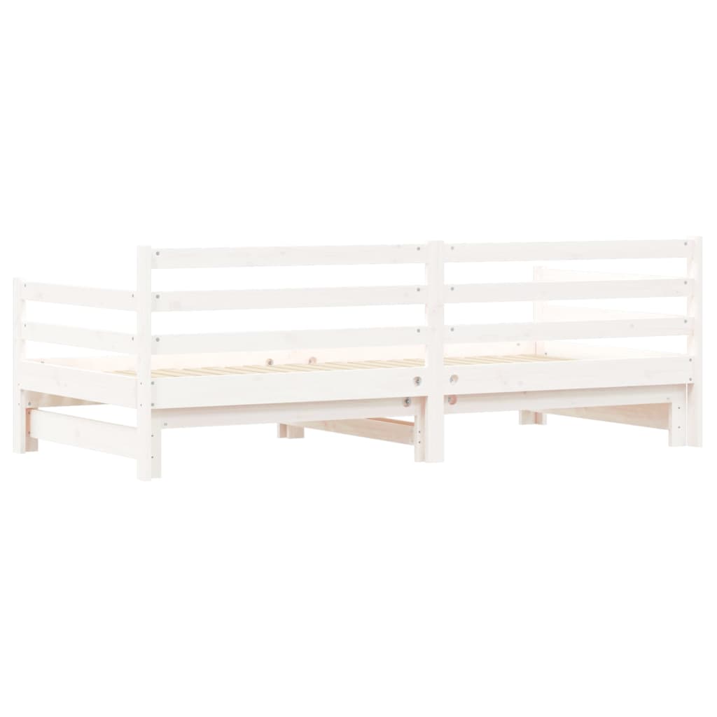 White Solid Wood Daybed with Trundle 90x190 cm - No Mattress