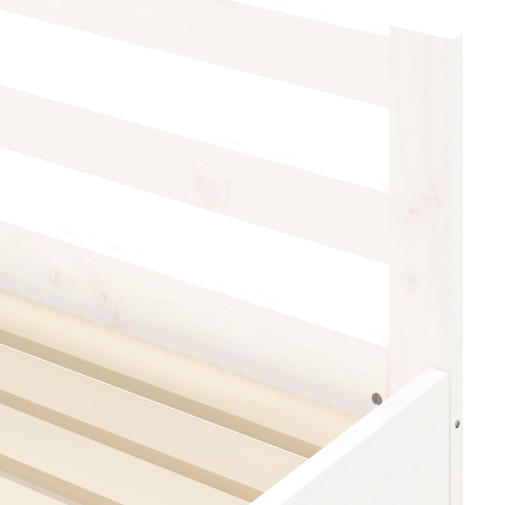 White Solid Wood Daybed with Trundle 90x190 cm - No Mattress