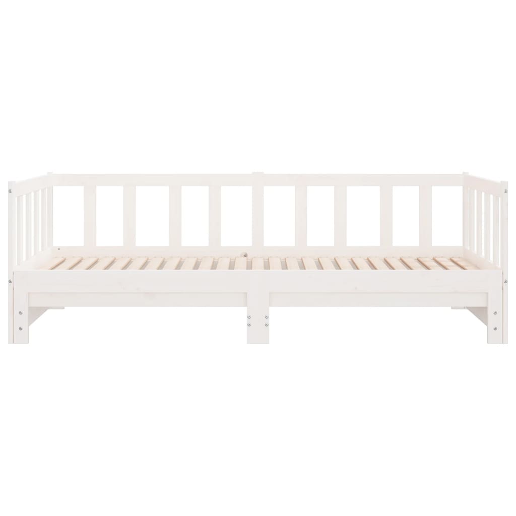White Solid Wood Day Bed with Trundle 90x200 cm - Mattress Not Included
