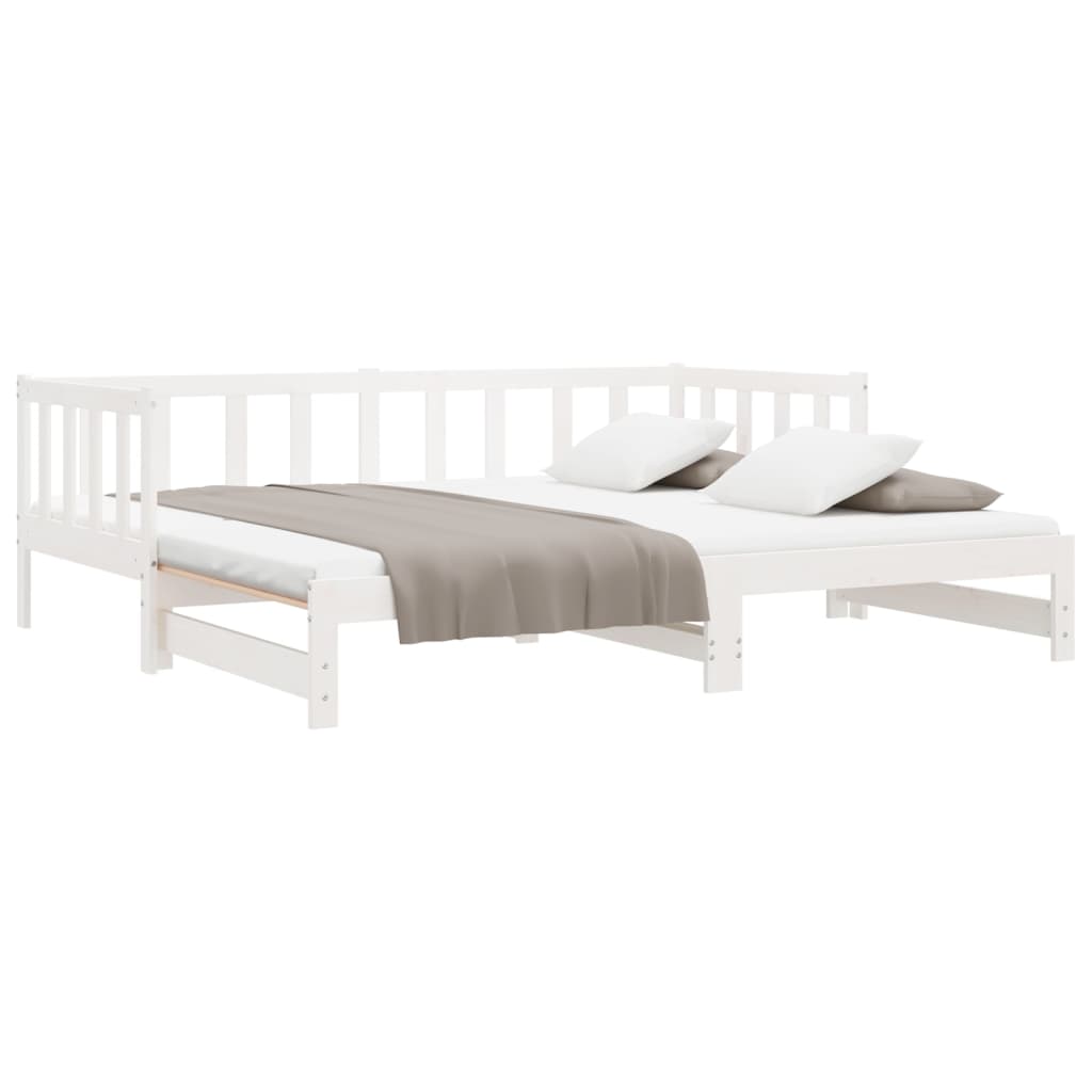 Day Bed with Trundle without Mattress White 80x200 cm Solid Wood