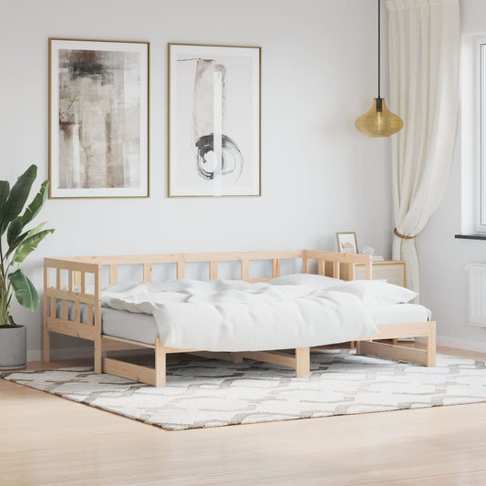 Solid Wood Daybed with Trundle 80x200 cm - No Mattress Included