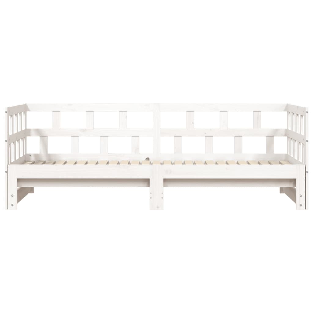 Solid Wood Daybed with Trundle - White 90x190cm (Mattress Not Included)