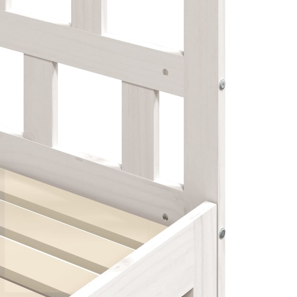 Solid Wood Daybed with Trundle - White 90x190cm (Mattress Not Included)