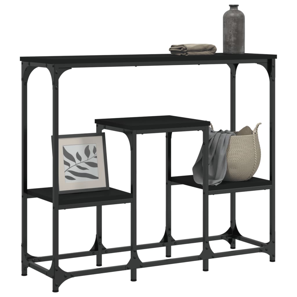 Black Engineered Wood Console Table - 89.5x28x76 cm