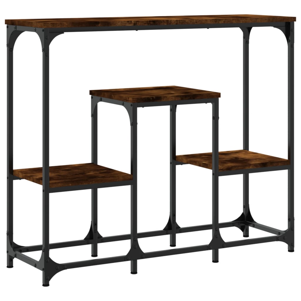 Smoked Oak Console Table - Engineered Wood, 89.5cm