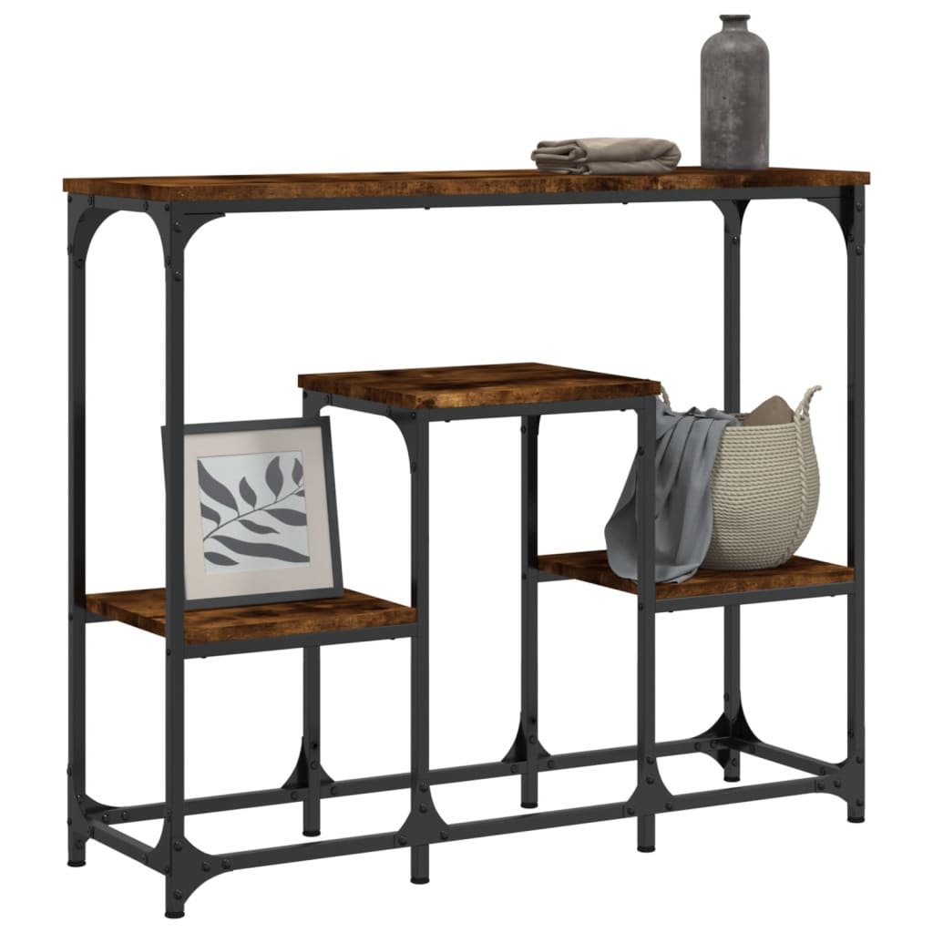 Smoked Oak Console Table - Engineered Wood, 89.5cm