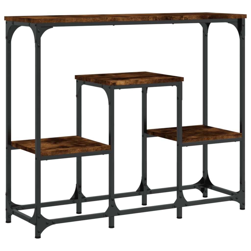 Smoked Oak Console Table - Engineered Wood, 89.5cm