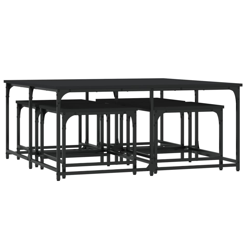 Nesting Coffee Tables 5 pcs Black Engineered Wood