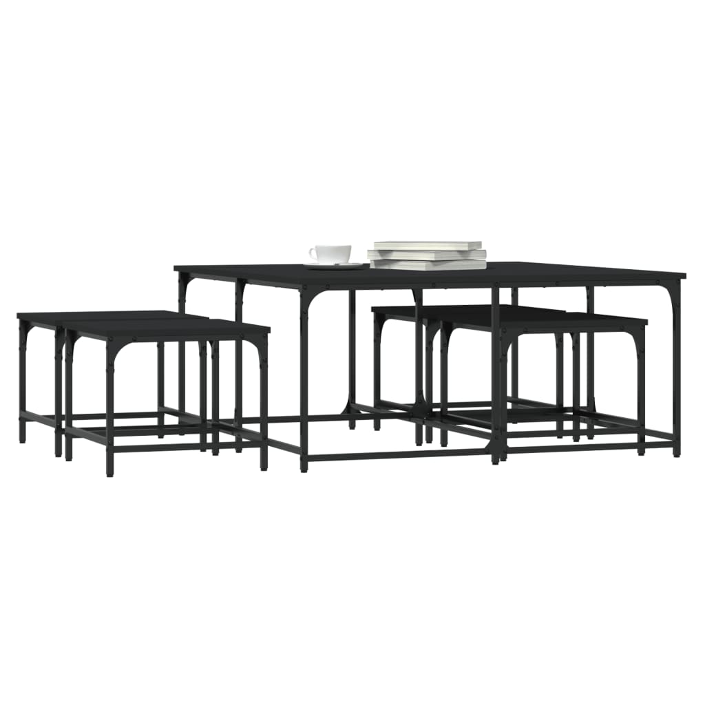 Nesting Coffee Tables 5 pcs Black Engineered Wood