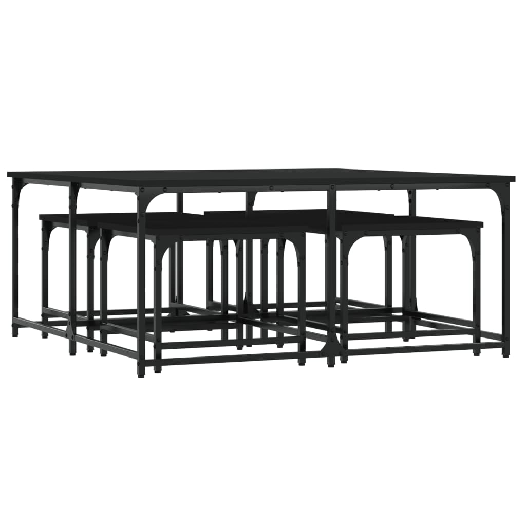 Nesting Coffee Tables 5 pcs Black Engineered Wood