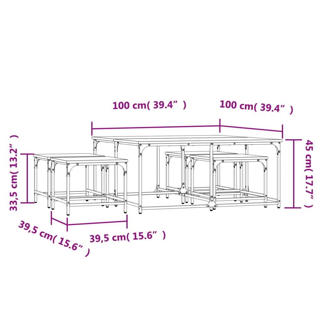 Nesting Coffee Tables 5 pcs Grey Sonoma Engineered Wood
