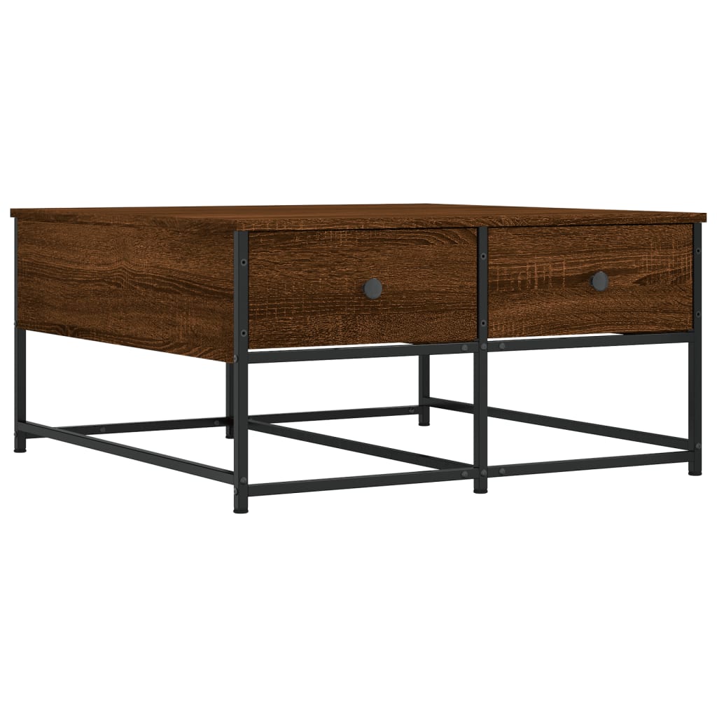 Coffee Table Brown Oak 80x80x40 cm Engineered Wood