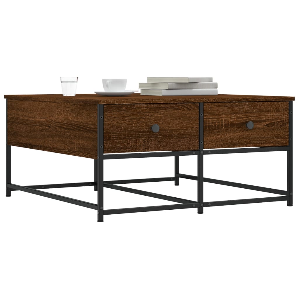 Coffee Table Brown Oak 80x80x40 cm Engineered Wood
