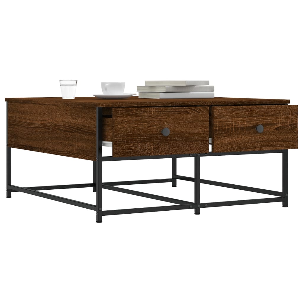 Coffee Table Brown Oak 80x80x40 cm Engineered Wood