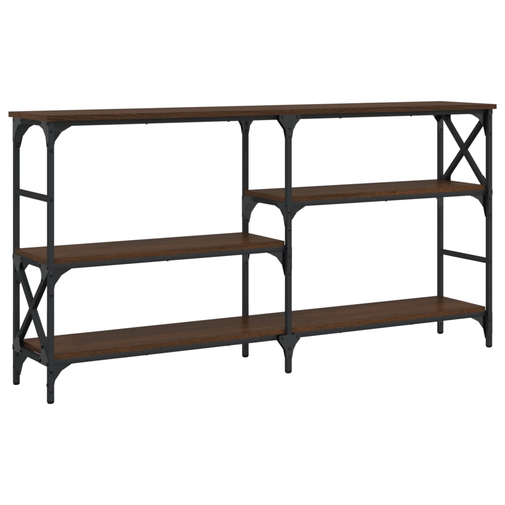 Brown Oak Engineered Wood Console Table - 150x29x76.5 cm