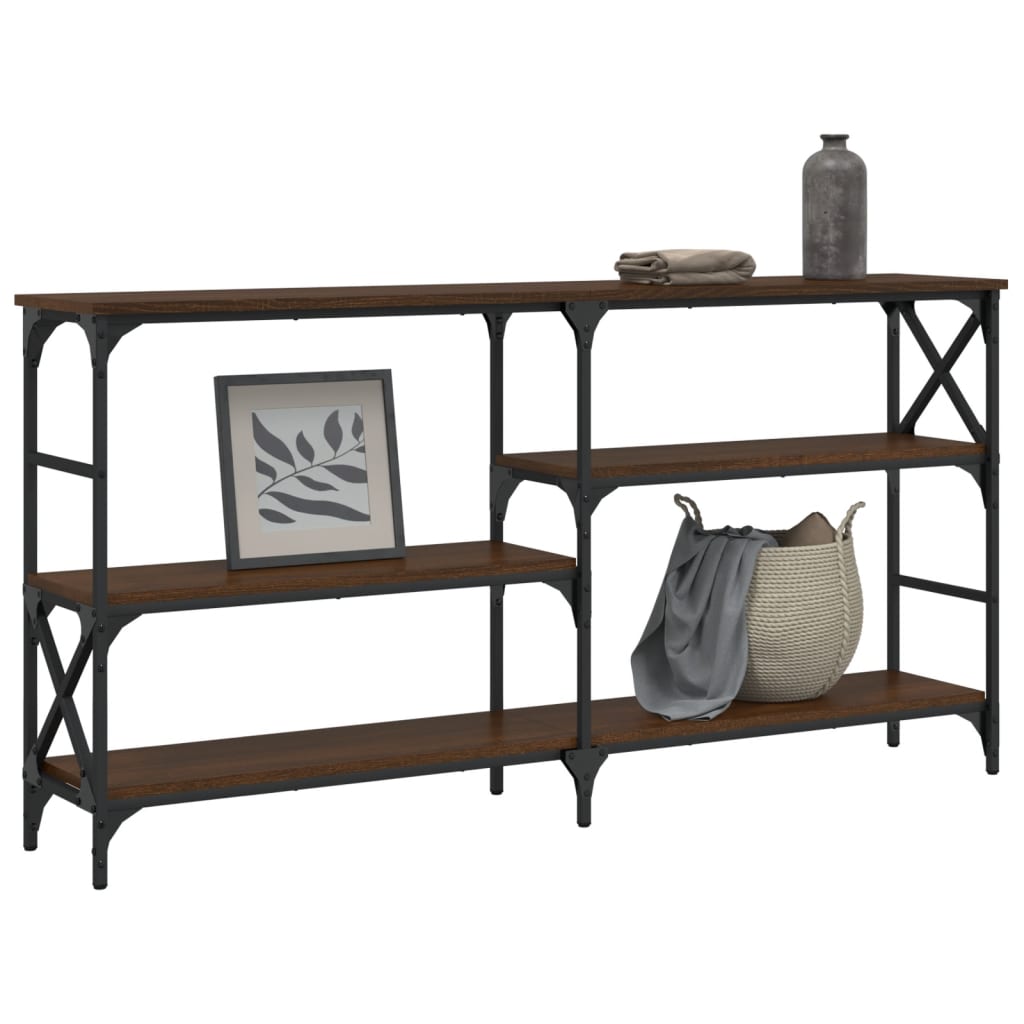 Brown Oak Engineered Wood Console Table - 150x29x76.5 cm