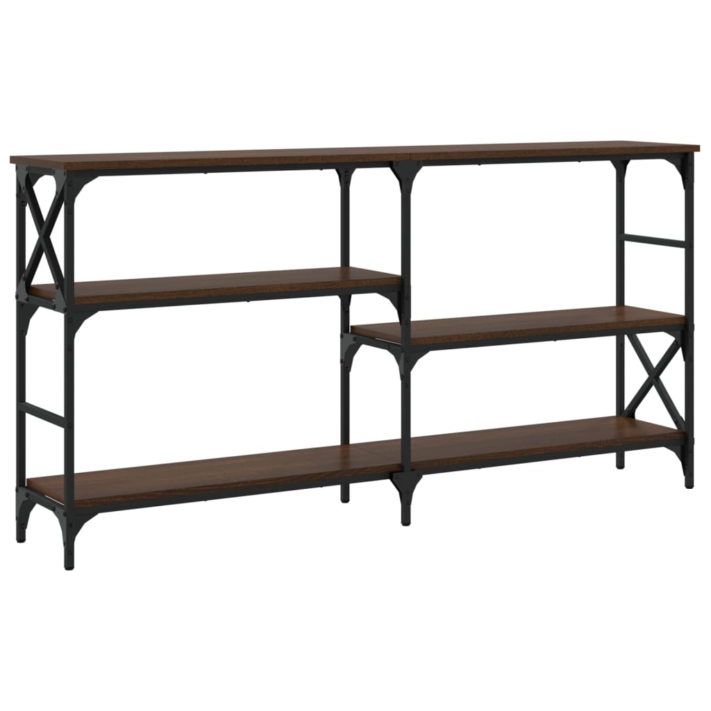 Brown Oak Engineered Wood Console Table - 150x29x76.5 cm