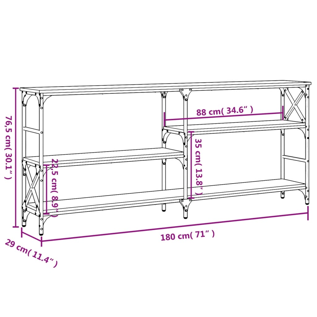 Grey Sonoma Console Table 180 cm - Engineered Wood Furniture