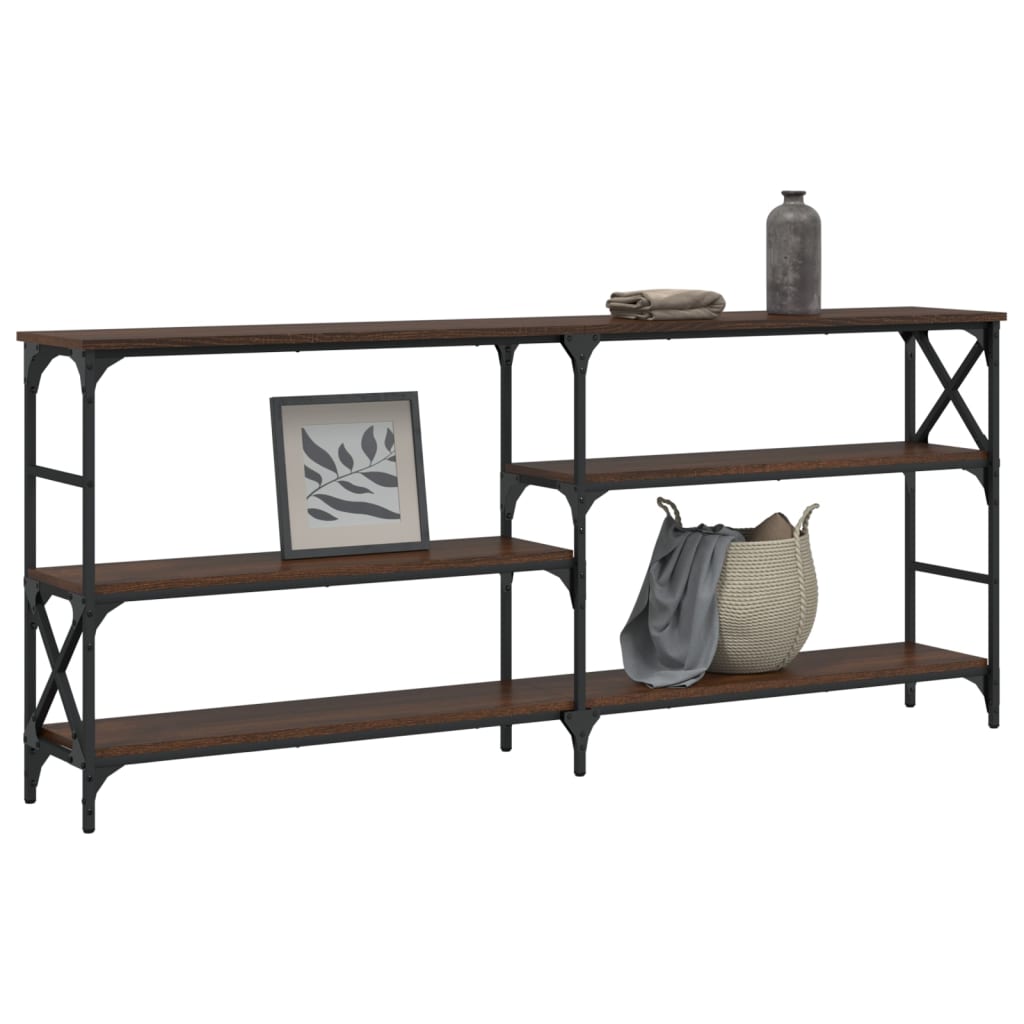 Brown Oak Console Table - Engineered Wood, 180x29x76.5 cm