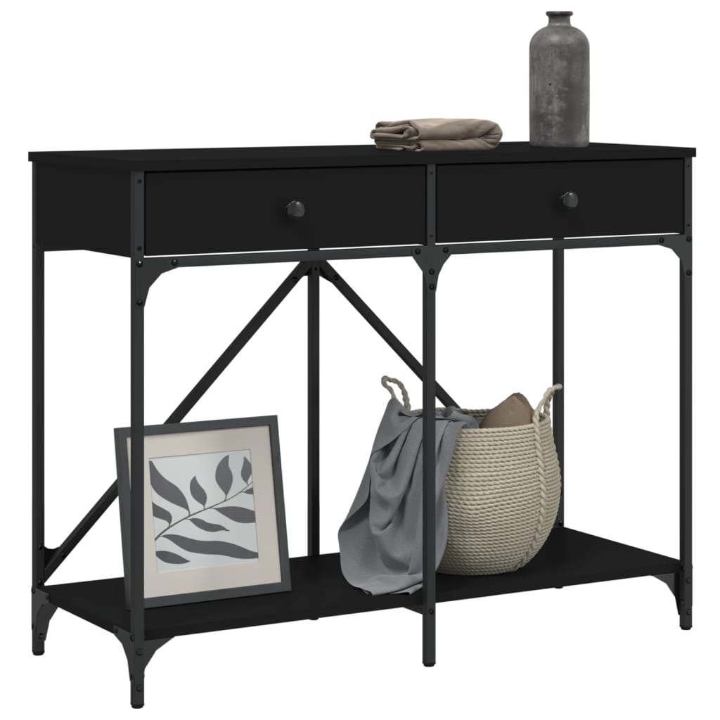 Black Engineered Wood Console Table - 100x39x78.5 cm