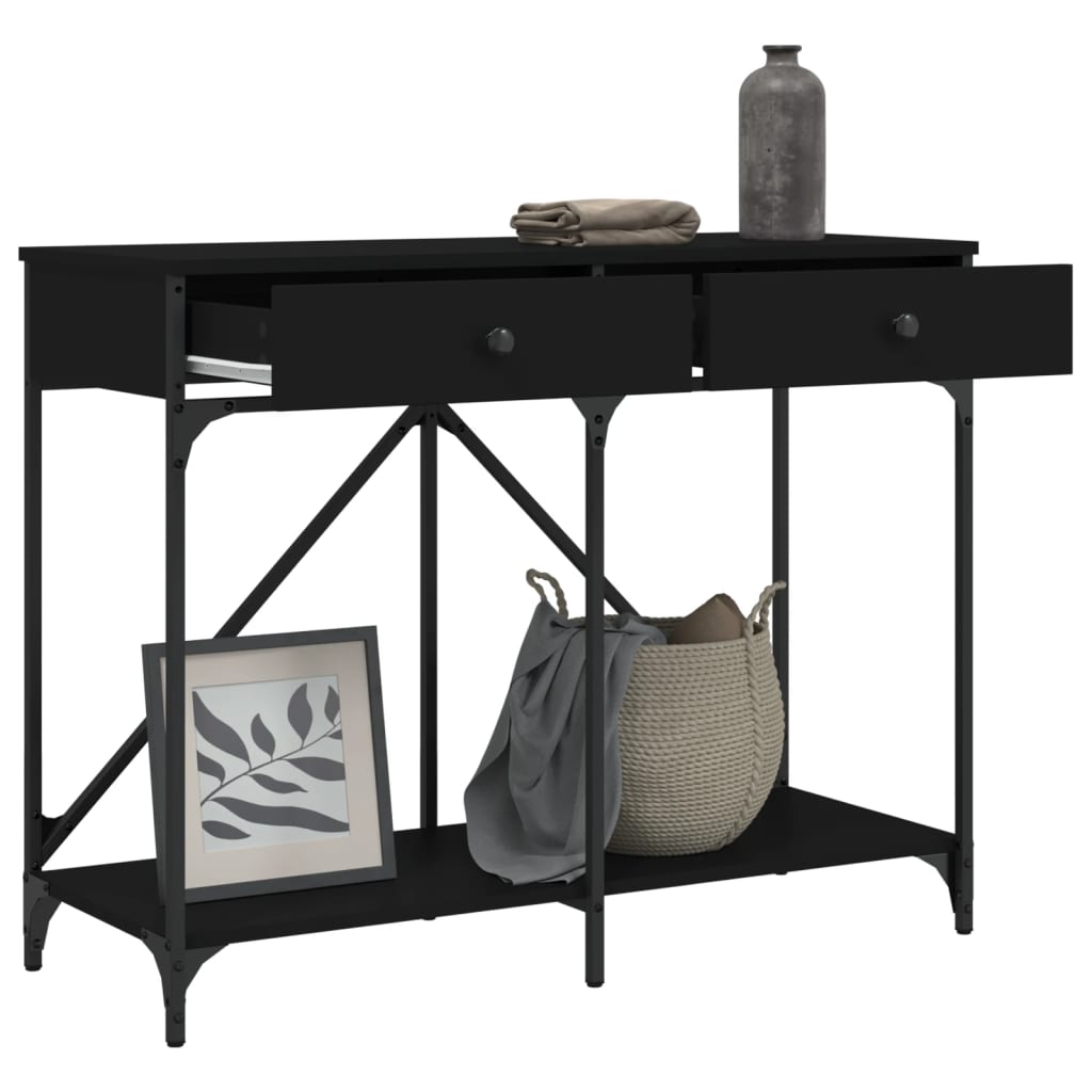 Black Engineered Wood Console Table - 100x39x78.5 cm