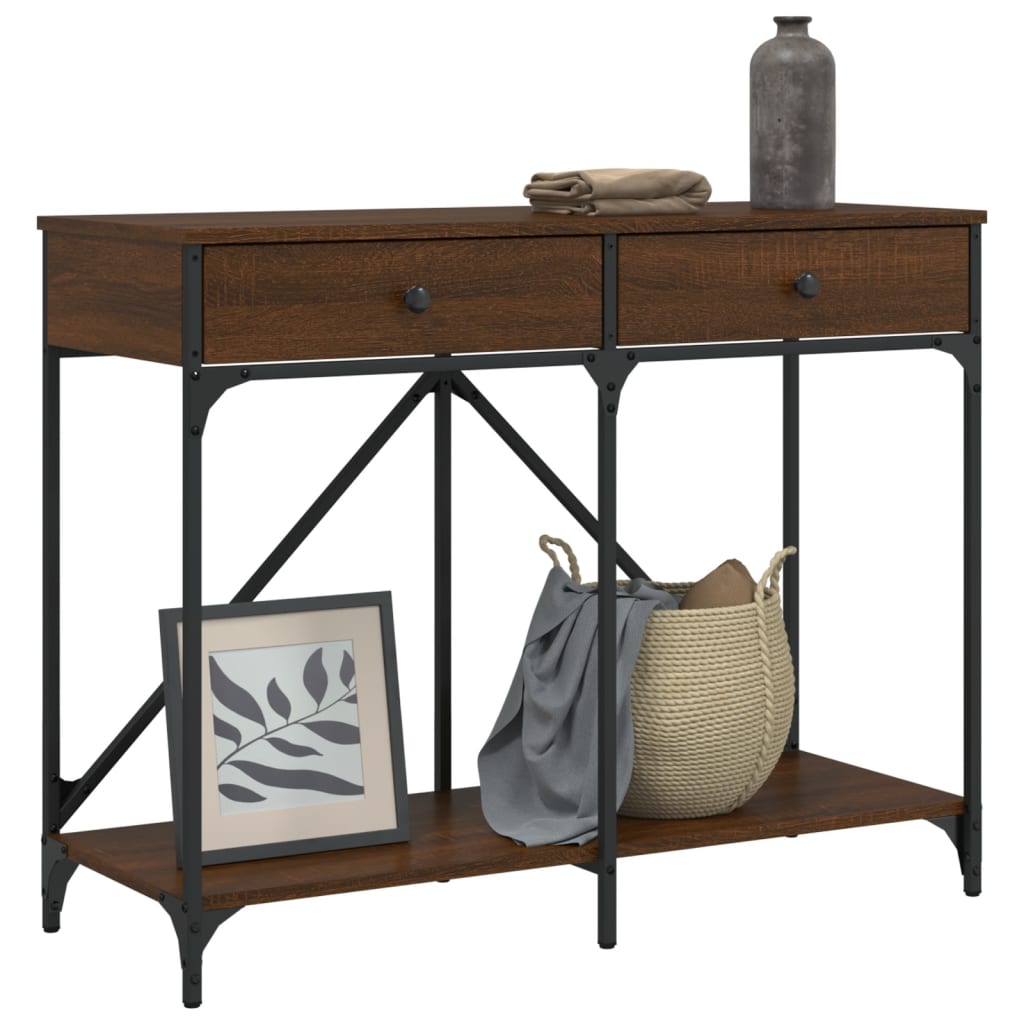 Brown Oak Console Table, 100x39x78.5 cm, Engineered Wood