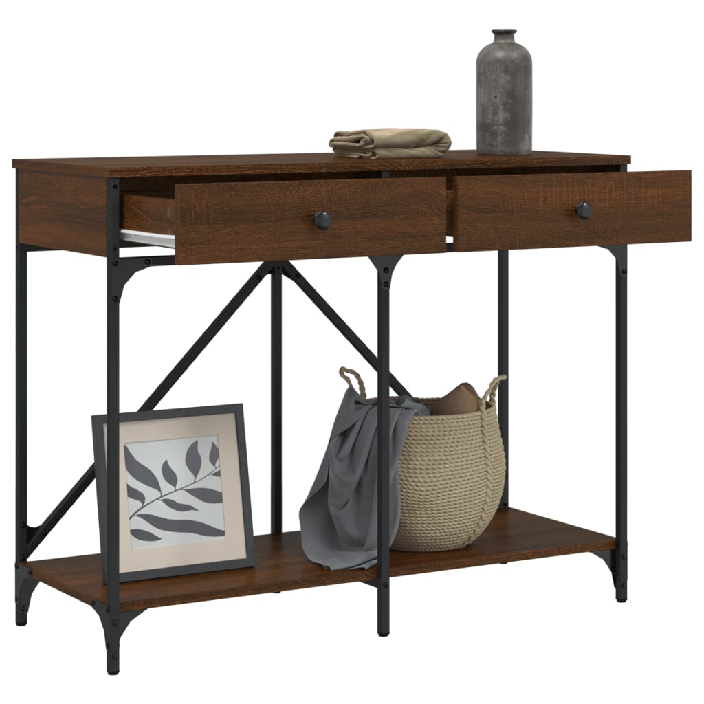 Brown Oak Console Table, 100x39x78.5 cm, Engineered Wood