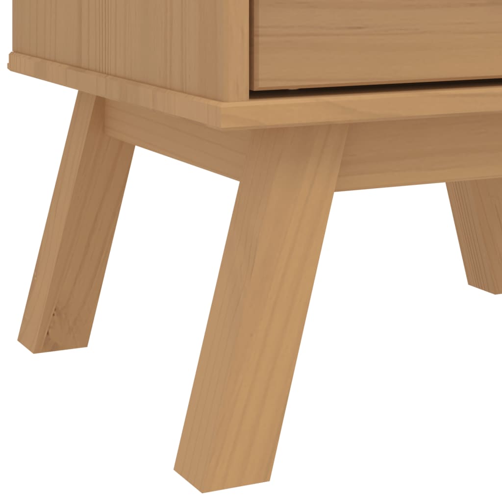 OLDEN Brown Solid Pine Bedside Cabinet - Durable & Stylish