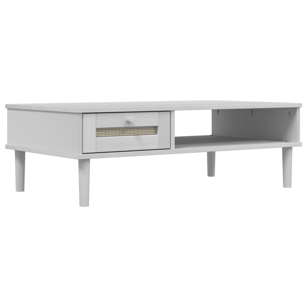 Coffee Table SENJA Rattan Look White 100x55x33 cm Solid Wood