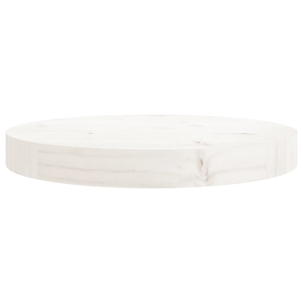 Round White Solid Wood Table Top Ø30x3 cm - Pine Finish