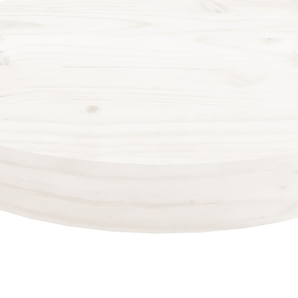 Round White Solid Wood Table Top Ø30x3 cm - Pine Finish