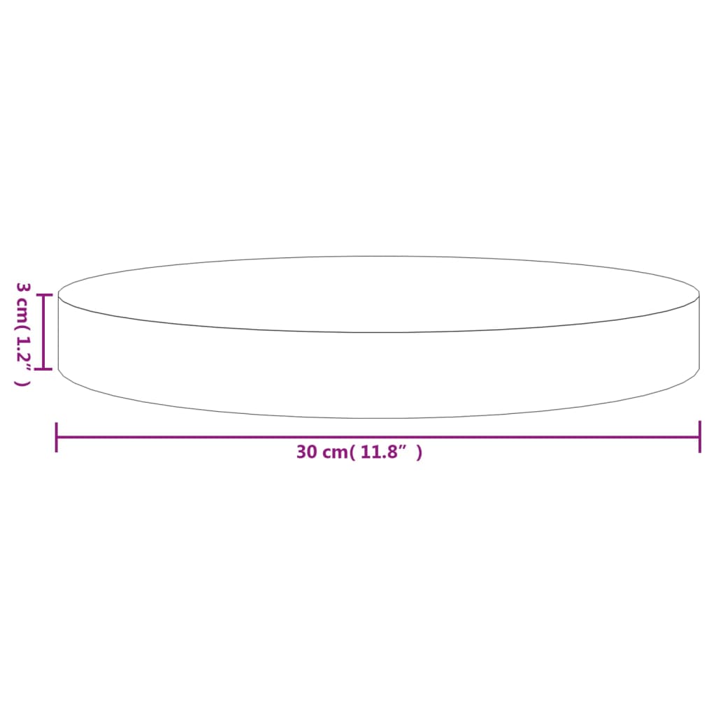 Round White Solid Wood Table Top Ø30x3 cm - Pine Finish