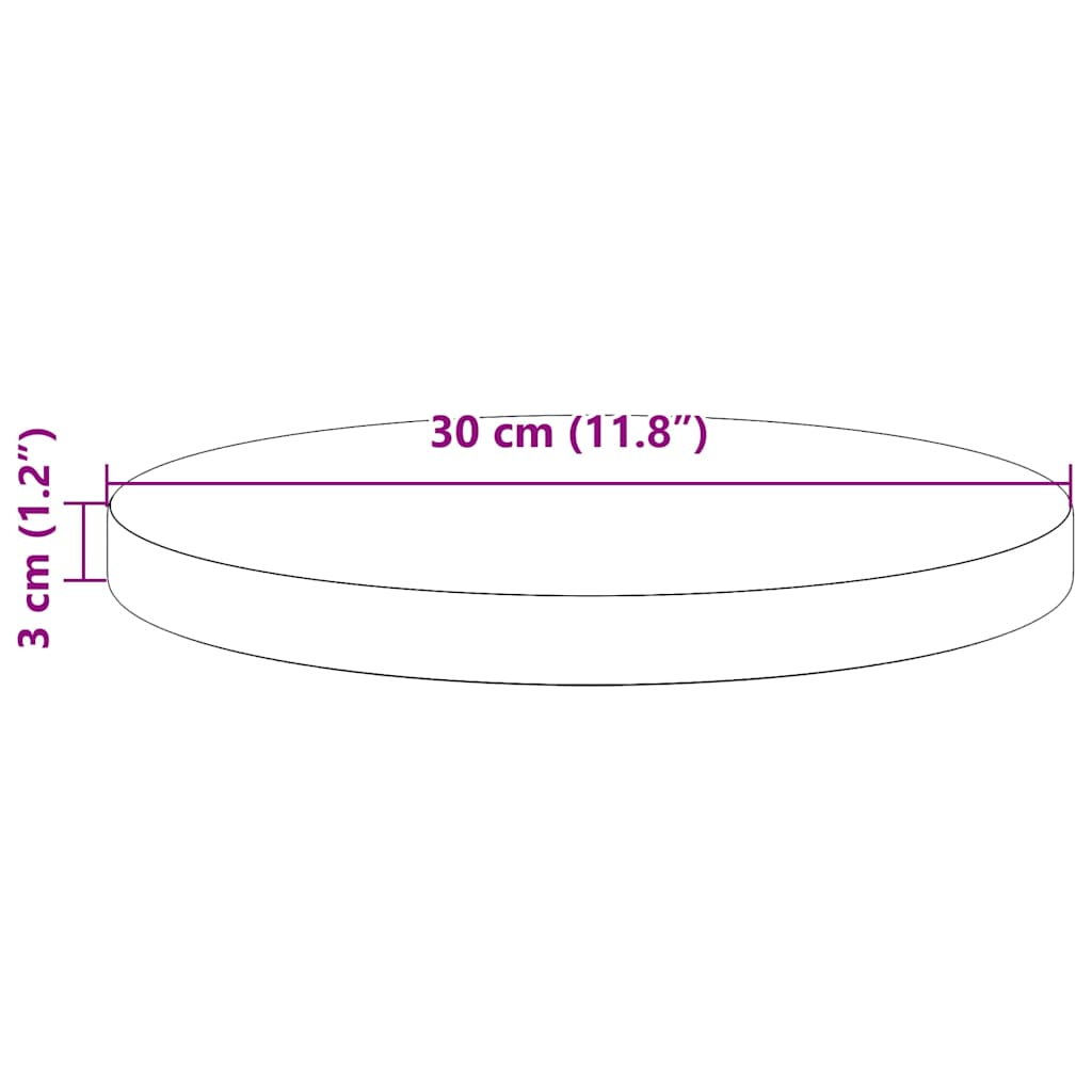 Round White Solid Wood Table Top Ø30x3 cm - Pine Finish