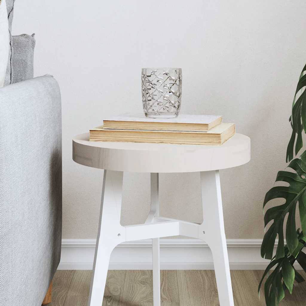 Round White Solid Wood Table Top Ø30x3 cm - Pine Finish