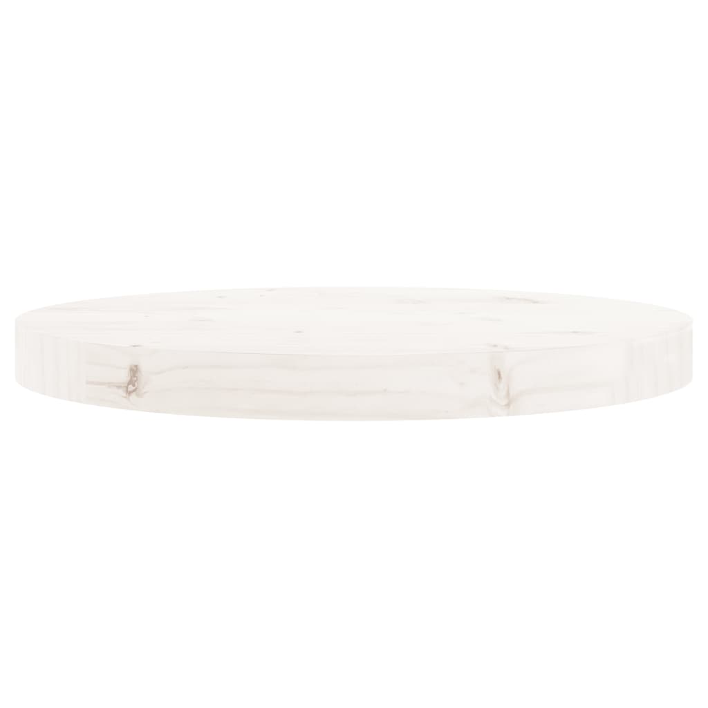 Round Solid Pine Wood Table Top - White Ø40x3 cm