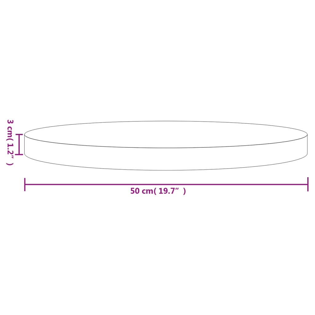 Solid Pine Round Table Top, White, Ø50x3 cm