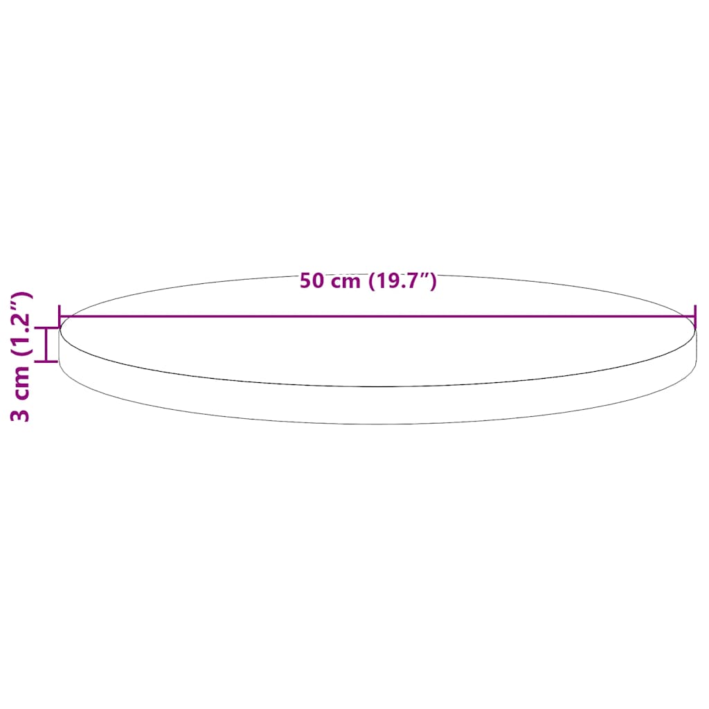 Solid Pine Round Table Top, White, Ø50x3 cm