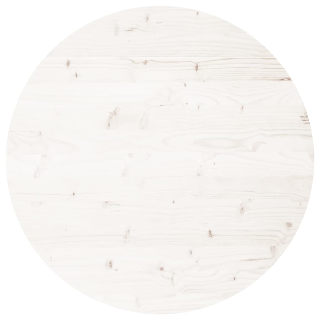 Solid Pine Round White Table Top Ø70x3 cm