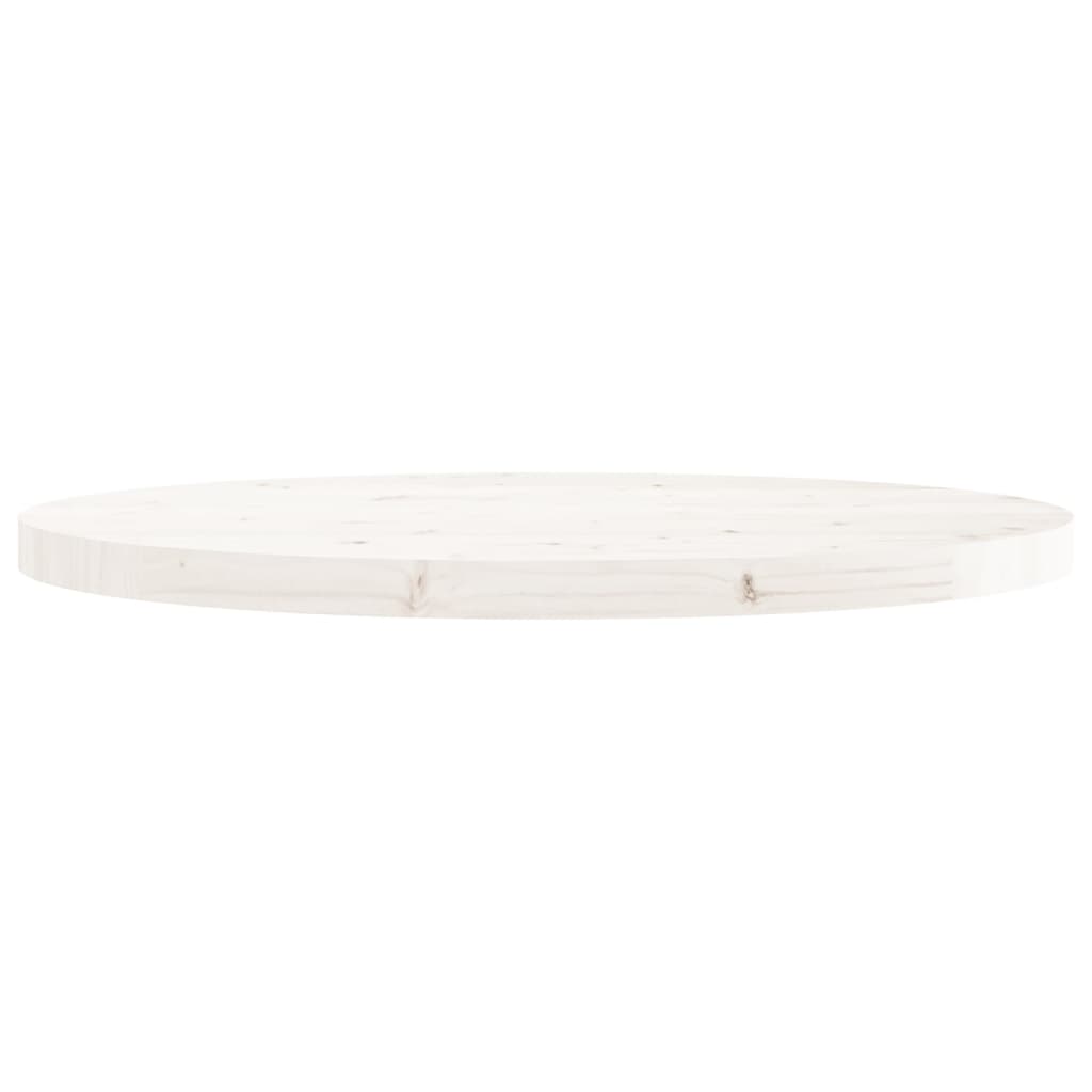 Solid Pine Round White Table Top Ø70x3 cm