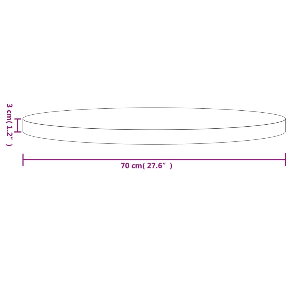 Solid Pine Round White Table Top Ø70x3 cm